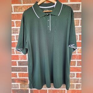 Antigua Desert Dry Xtra-Lite Dark Pine Green Polo Shirt with White Trim XXL